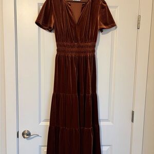 Elegant Brown Velvet Dress